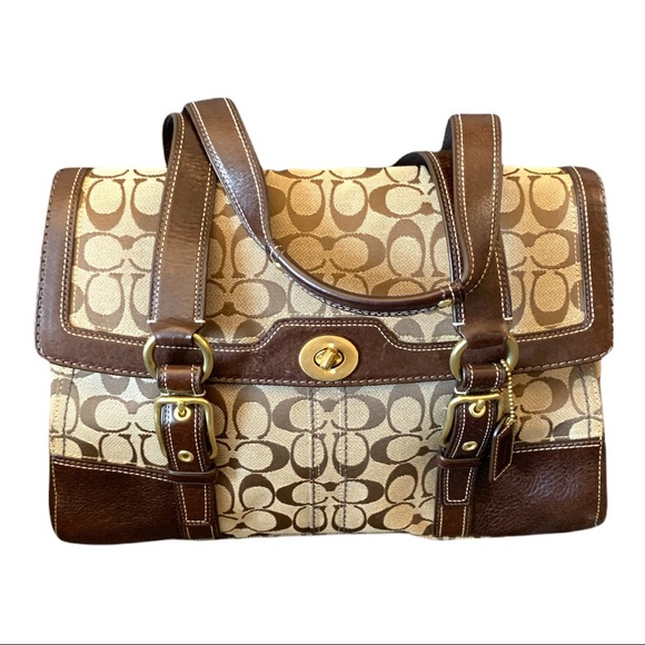 EUC Coach Classic Canvas + Leather Satchel Handbag - Picture 1 of 10